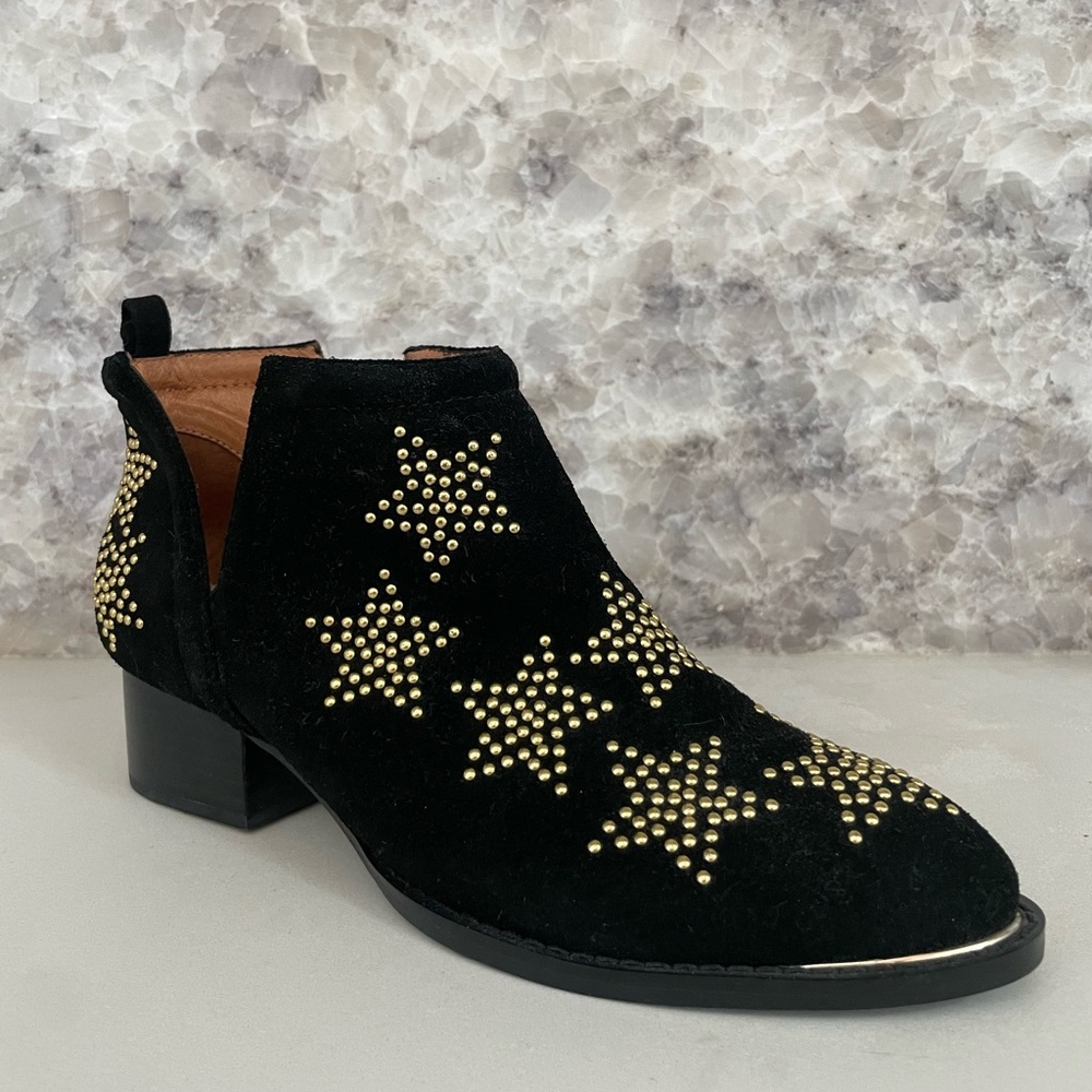 Jeffrey Campbell Gold Star Embellished Suede Booties